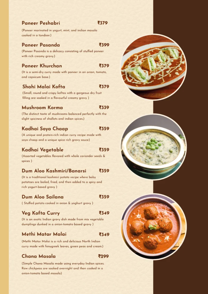 Royal Residency Menu