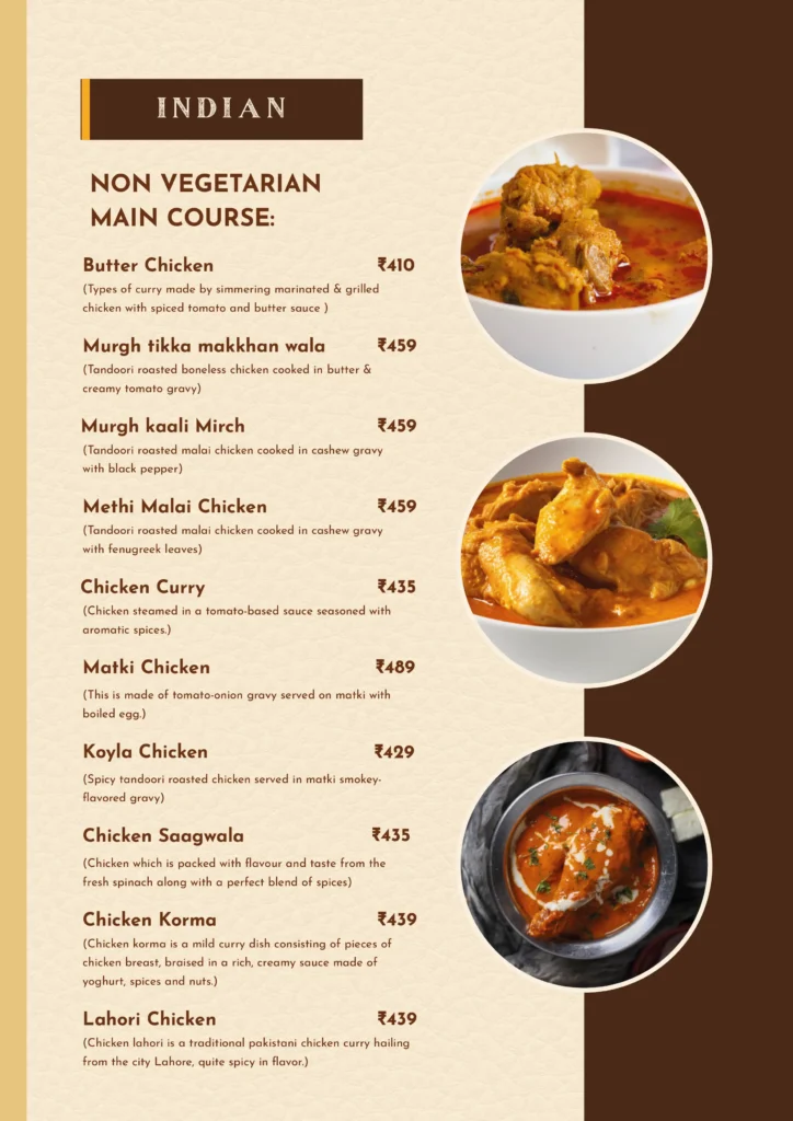 Royal Residency Menu