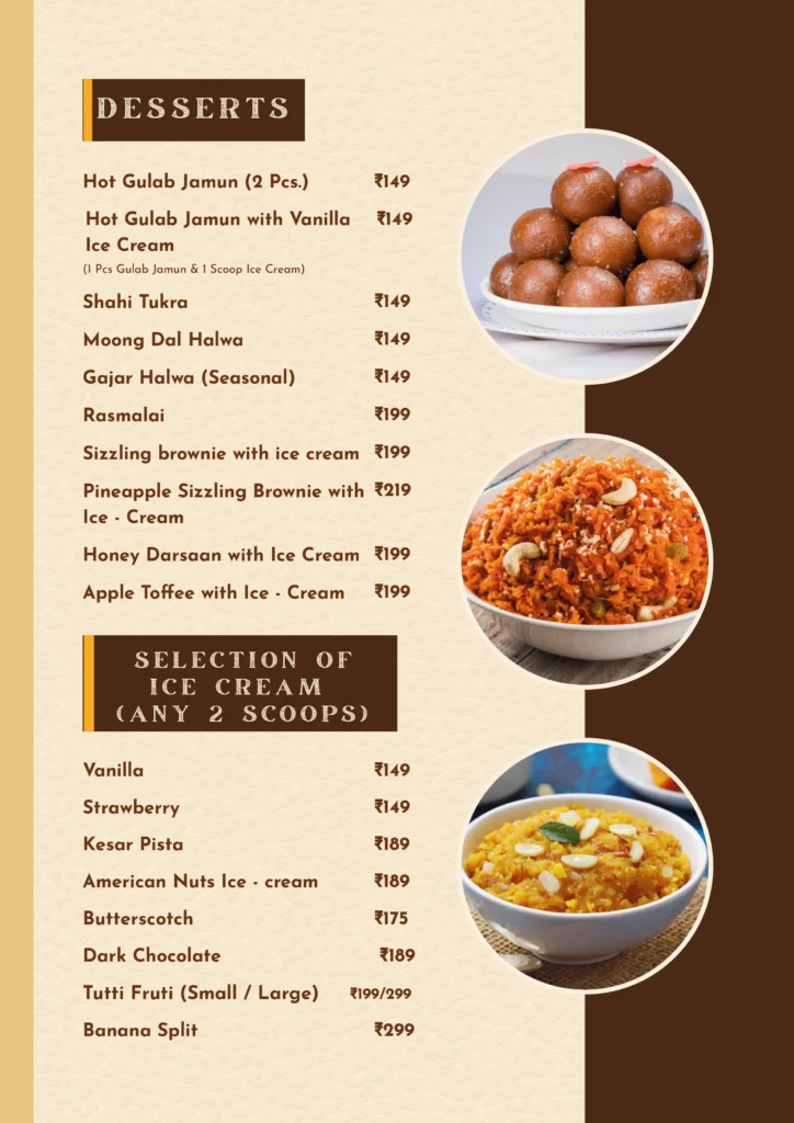 Royal Residency Menu